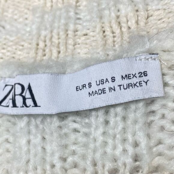 Zara Alpaca Blend Creme Lace Sweater - Picture 6 of 6
